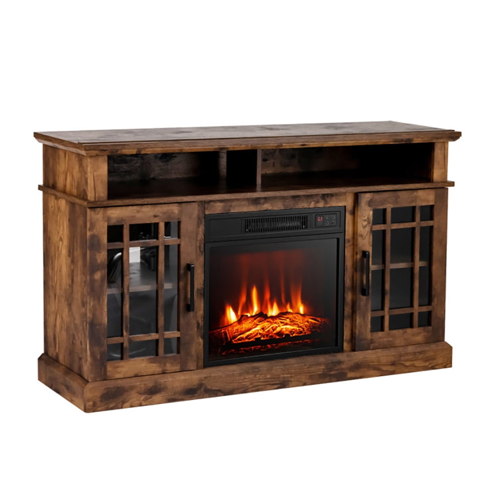 Resenkos 48 Inch Electric Fireplace TV Stand with Cabinets for TVs Up to 55 Inch-Brown, Mid Century Modern TV Stand for Living Room Bedroom Resenkos 48 Inch Electric Fireplace TV Stand with Cabinets for TVs Up to 55 Inch-Brown, Mid Century Modern TV Stand for Living Room Bedroom