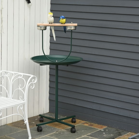 Resenkos 48" Rolling T-Stand Bird Training Activity Playground With Perch