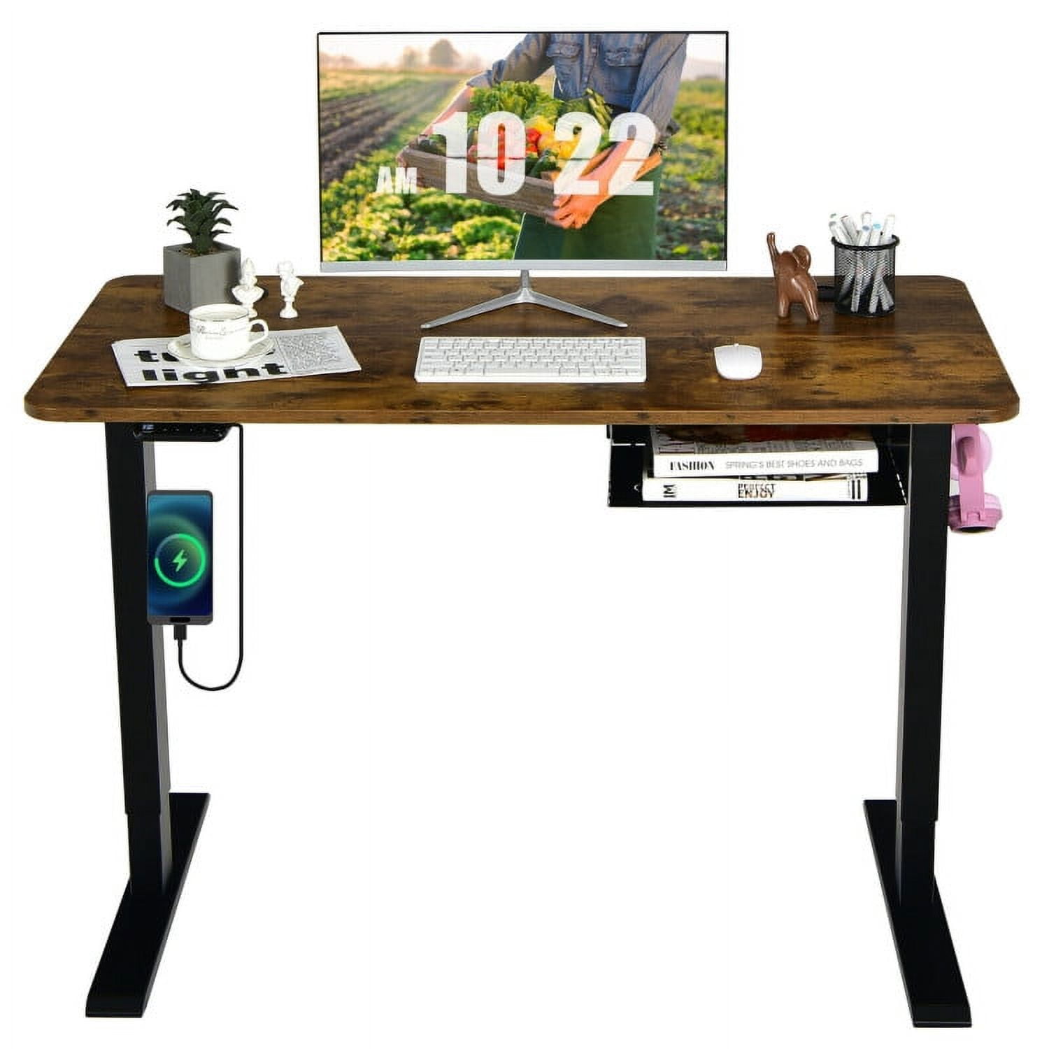Electric Height Adjustable Standing Desk with Control Panel