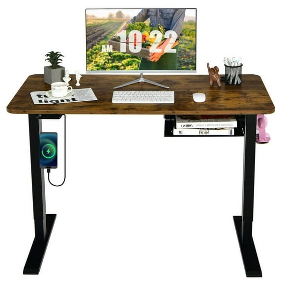 Resenkos 48-inch Electric Height Adjustable Standing Desk with Control Panel-Rustic Brown, Home Office Desks, Gaming Computer Desks for Study,Working,Writing