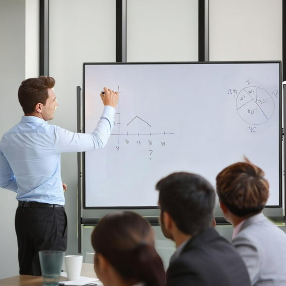 Resenkos 48 x 36 Inch Mobile Magnetic Double-Sided Reversible Whiteboard Height Adjust