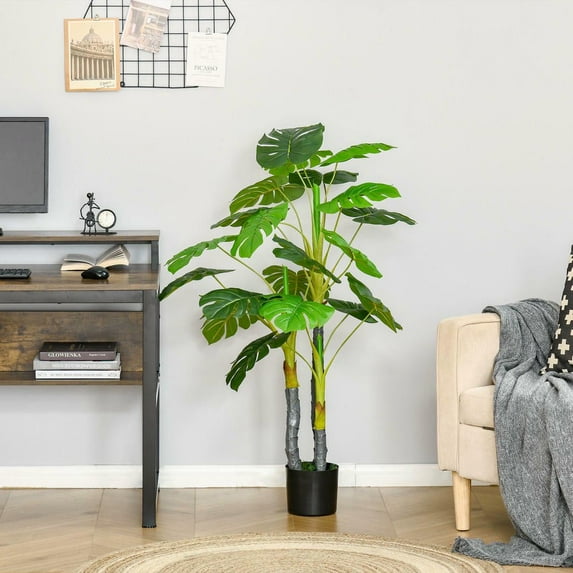 Resenkos 4FT Artificial Monstera Tree - Faux Decorative Plant in Nursery Pot for Indoor Decor