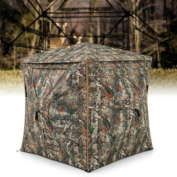 Resenkos 5-IN-1 Hunting Blind for 2-3 People, Skylight, Brown