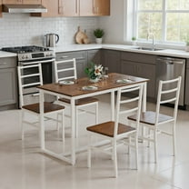 Resenkos 5-Piece Dining Table Set for 4, Wood Kitchen Table & Chairs, Space-Saving Modern Dinette Set for Small Spaces/Kitchen/Dining Room/Restaurant - Brown