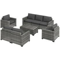 Resenkos 5 Pieces Patio Sectional Furniture Set, Outdoor Sectional Furniture, PE Rattan, Gray