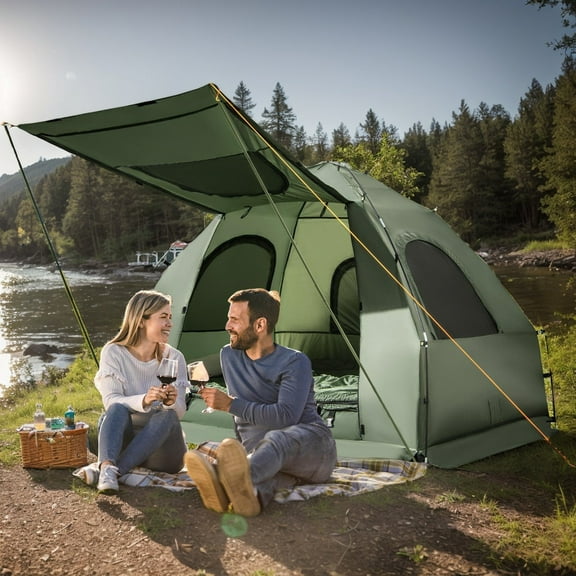 Resenkos 5-in-1 2-Person Foldable Outdoor Camping Tent Cot with Air Mattress and Sleeping Bag