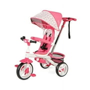 Resenkos 5-in-1 Detachable Baby Stroller Tricycle with Round Canopy-Pink, Infant Stroller for Infant & Toddler