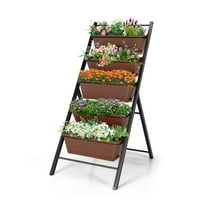 Resenkos 5-tier Vertical Garden Planter Box Elevated Raised Bed with 5 Container, Iron, Brown