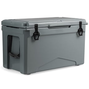 Resenkos 50 QT Rotomolded Cooler Insulated Portable Ice Chest with Integrated Cup Holders-Gray, Roto Molded High Performance Camping Cooler Ice Chest