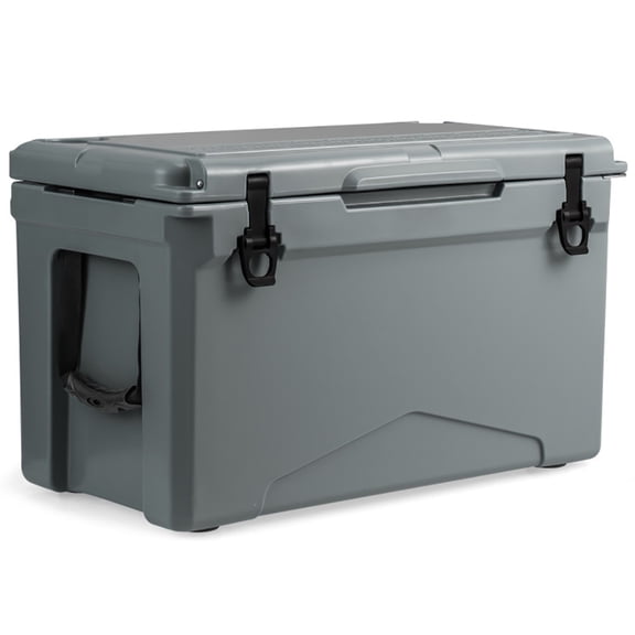 Resenkos 50 QT Rotomolded Cooler Insulated Portable Ice Chest with Integrated Cup Holders-Gray, Roto Molded High Performance Camping Cooler Ice Chest