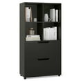 thumbnail image 1 of Resenkos 4-Cube 51" 5-Tier Freestanding Bookshelf with 2 Drawers, Black, 1 of 8