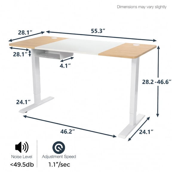 Resenkos 55 x 28 Inch Electric Adjustable Sit to Stand Desk with USB Port-Natural, Home Office Desks, Gaming Computer Desks for Study,Working,Writing