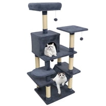 Resenkos 58-Inch Soft Plush Cat Tree Tower with Padded Top Perch, Grey