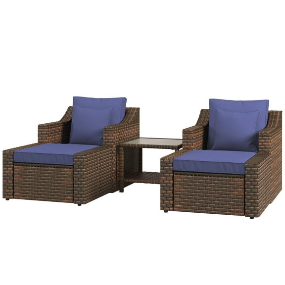 Resenkos 5pc Patio Furniture Set, Outdoor Sectional Furniture, Blue