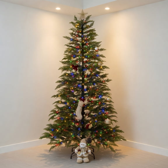 Resenkos 6.5-Ft Artificial Christmas Tree - Colorful LED Lighting, Green