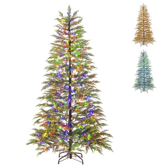 Resenkos 6.5-Ft Artificial Christmas Tree - Colorful LED Lighting, Green