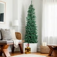 thumbnail image 1 of Resenkos 6.5ft Flocking Tied Light Christmas Tree, Green, 1 of 10
