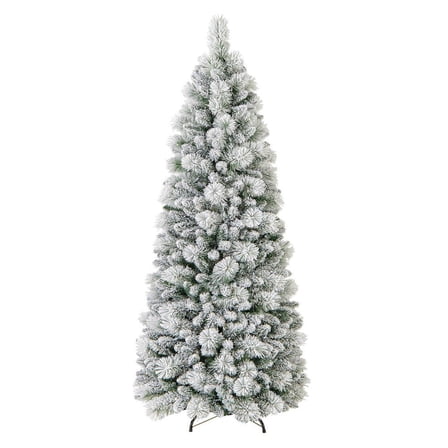 Resenkos 6-Ft Flocked Christmas Tree with Pine Needles and LED Lights - Green