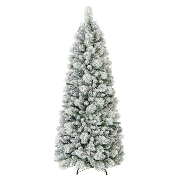 Resenkos 6-Ft Flocked Christmas Tree with Pine Needles and LED Lights - Green