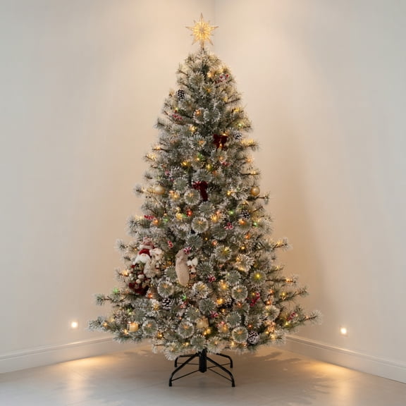 Resenkos 6-Ft Pre-Lit Hinged Artificial Christmas Tree with Quick Power Connector - Green