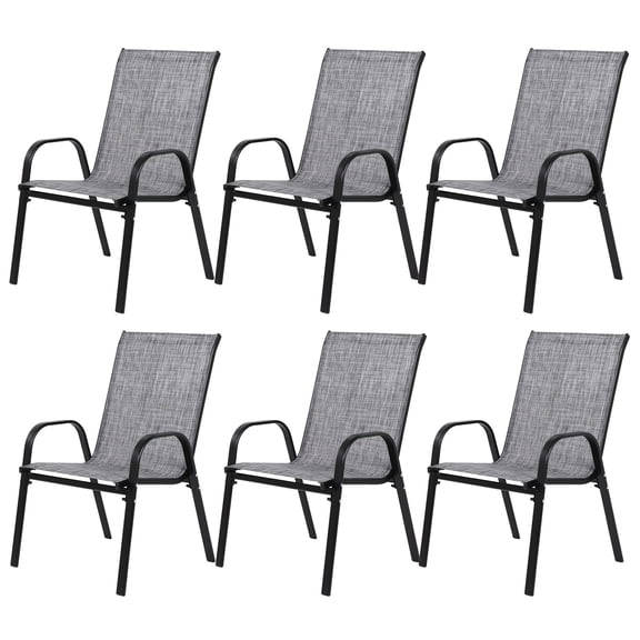 Resenkos 6 Piece Outdoor Textilene Patio Chairs, Breathable High Back Camping Chairs with Armrests for Garden. Pool and Beach, Gray