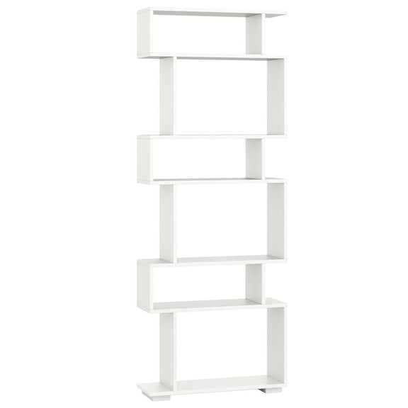 Resenkos 6-Tier Geometric Bookshelf with Anti-Tip Hardware for Home Office - White
