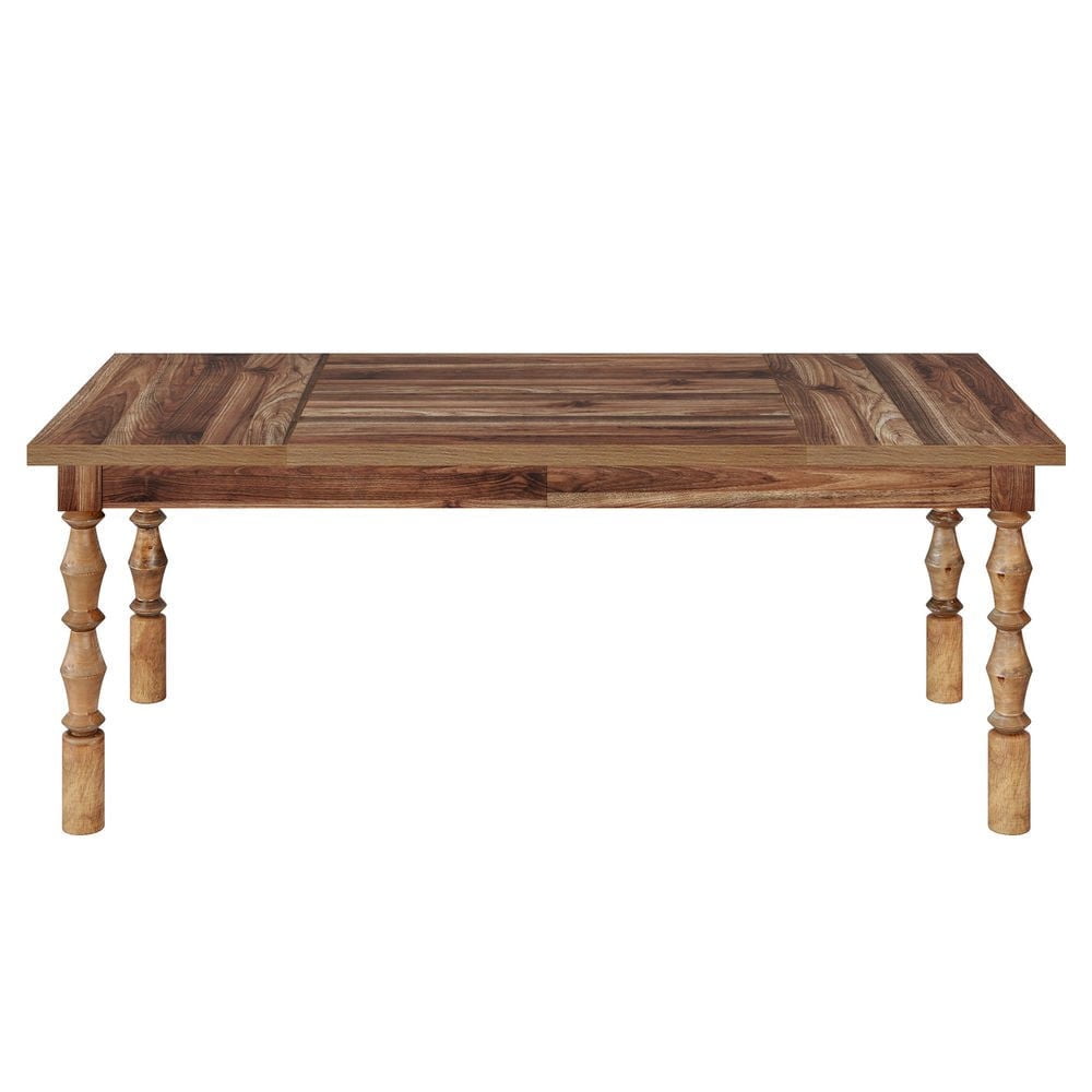 Resenkos 62-inch Wooden Kitchen Table, Carved Legs, Seating 4-6, Durable & Stylish Home Dining Solution, Walnut