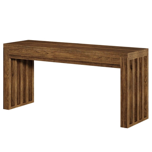 Resenkos 63in Farmhouse Bar Table, Rustic Counter Height Pub Dining Table, Brown