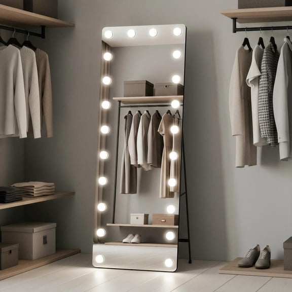 Resenkose 64x21 Inch Hollywood Style Full-Length Vertical LED Mirror with Modern Frame