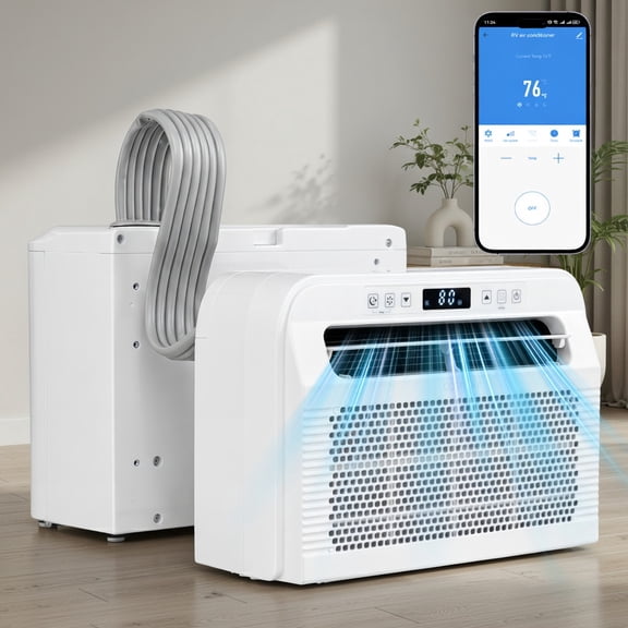 Resenkos 6500 BTU WiFi Smart Window Air Conditioner with Alexa & Google Voice Control, 24-Hour Timer, Quiet Operation (120 Sq Ft) - White