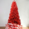 thumbnail image 1 of Resenkose 6FT Red PVC Christmas Tree - 804 Tips, Hinged Branches, Stable Metal Stand, Bold Holiday Decor, Red, 1 of 6