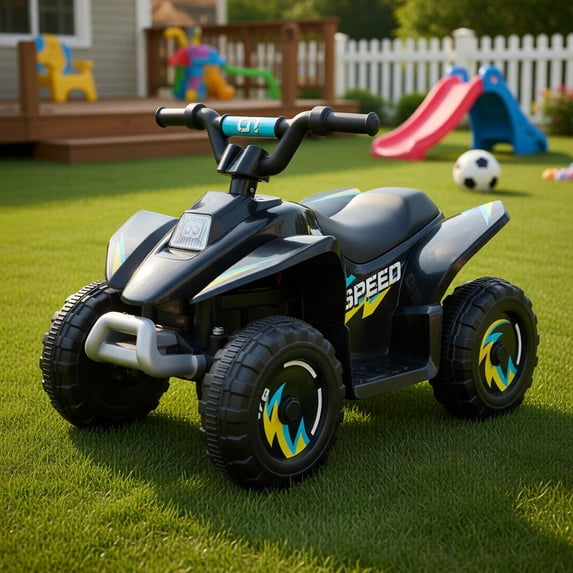 Resenkos 6V Kids Electric ATV Ride-On Toy for Toddlers Ages 3+ – 4-Wheel All-Terrain Quad with Rechargeable Battery, Safety Certified (Black, Blue, Red, White)