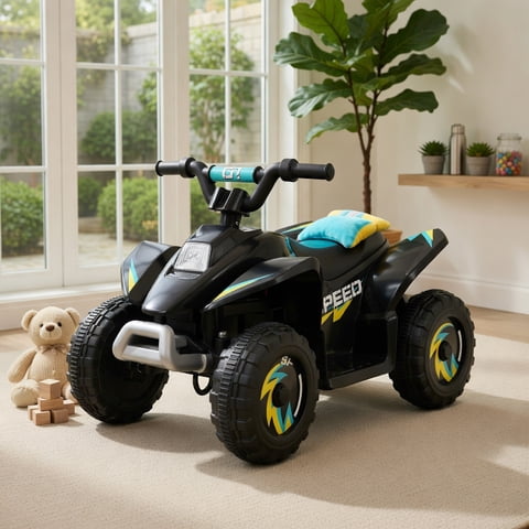 Resenkos 6V Kids Ride on Electric ATV, Ride Car with 4 Wheels, Ride-on Toy for Toddlers 1-3 Boys & Girls, Black