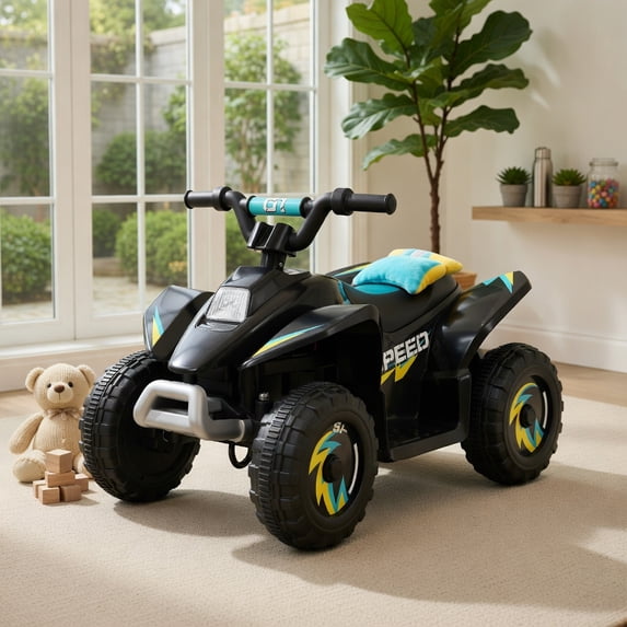 Resenkos 6V Kids Ride on Electric ATV, Ride Car with 4 Wheels, Ride-on Toy for Toddlers 1-3 Boys & Girls, Black