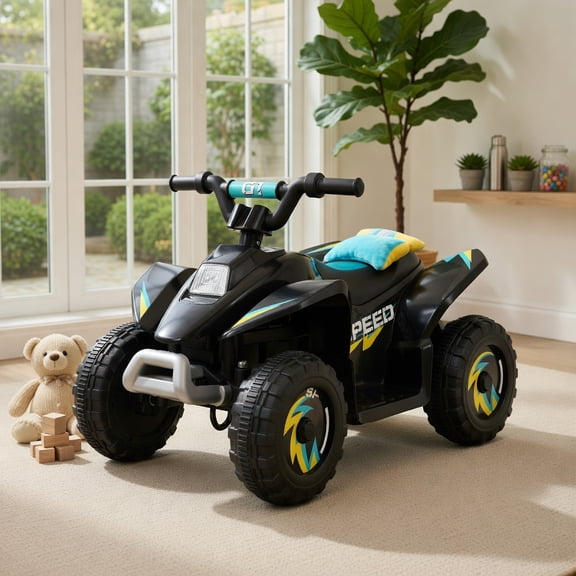 Resenkos 6V Kids Ride on Electric ATV, Ride Car with 4 Wheels, Ride-on Toy for Toddlers 1-3 Boys & Girls, Black