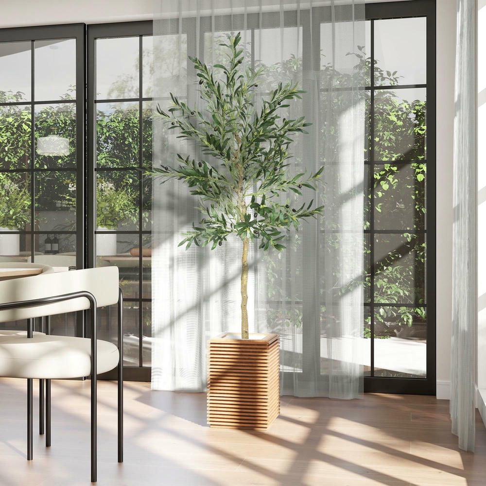 Resenkos 6ft Artificial Olive Tree in Pot - Silk Leaves & Fruits, Faux ...