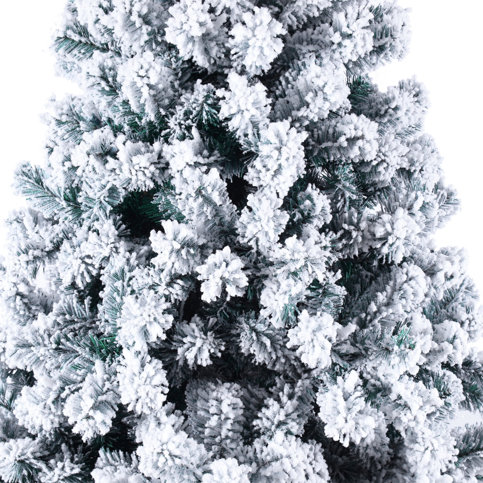 Resenkos 6ft Pre-Lit Flocked Christmas Tree with 1200 Branches & Tied ...