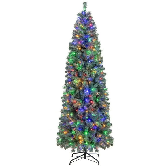 Resenkos 7.5-Ft Slim Pre-Lit Blue Artificial Christmas Tree with 9 Modes - Blue