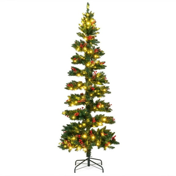 Resenkos 7-Ft Pre-Lit Spiral Artificial Christmas Tree with 8 Modes - Green