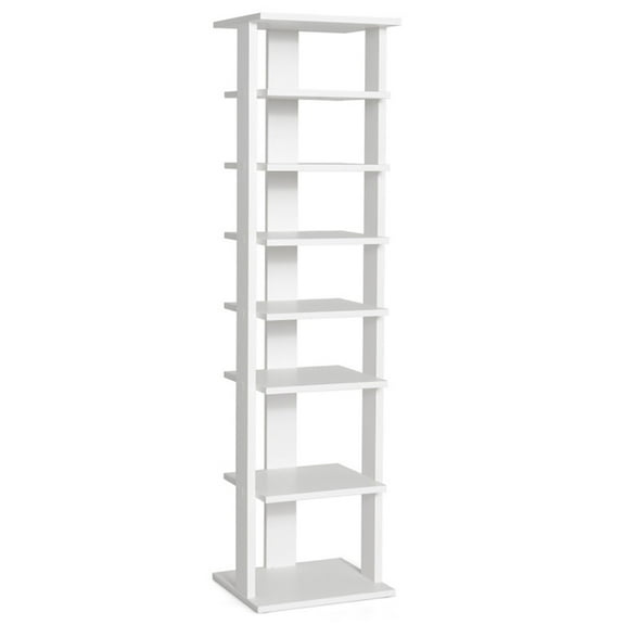 Resenkos 7-Tier Slim Wooden Vertical Shoe Rack for Entryway-White, Space-Saving Shoe Rack Organizer for Closet Entryway