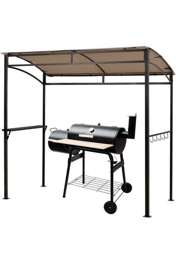 7 x 4.5 Feet Grill Gazebo Outdoor Patio Garden BBQ Canopy Shelter-Brown, Outdoor Gazebo Wedding Party Tent Canopy Tent for Outside Party Waterproof Tent