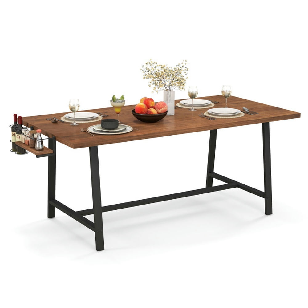 Resenkos 72 Inch Dining Table Rectangular Kitchen Table with 2-Bottle Wine Rack for 5-7-Walnut, Dining Table, Kitchen Bar Height Table and Chairs for Dining Room, Small Space Resenkos 72 Inch Dining Table Rectangular Kitchen Table with 2-Bottle Wine Rack for 5-7-Walnut, Dining Table, Kitchen Bar Height Table and Chairs for Dining Room, Small Space
