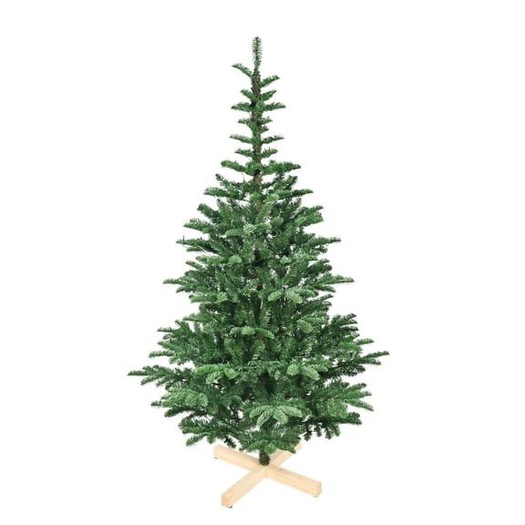 Resenkos 7FT Layered Pre-Lit Tree with 400 LEDs & Wooden Base, Green