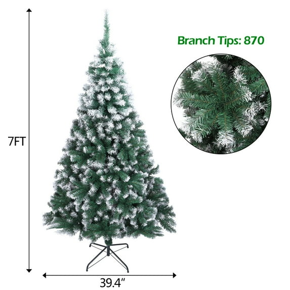 Resenkos 7ft Spray White PVC Christmas Tree with 1350 Realistic Branches, Green & White