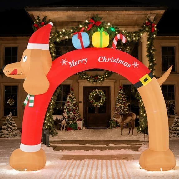 Resenkos 8-foot inflatable Christmas arch decoration, Multi-color