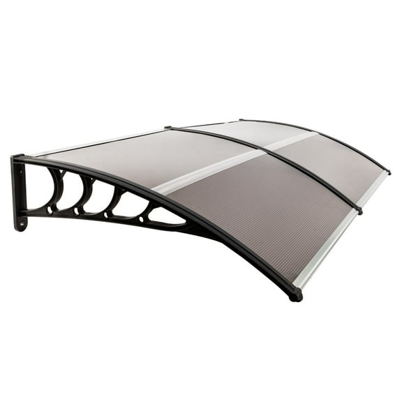 EDOEMSE 80"×40" Door Window Awning Canopy, Patio Sun Shade Awning w/ Aluminum Frame, Brown & Black