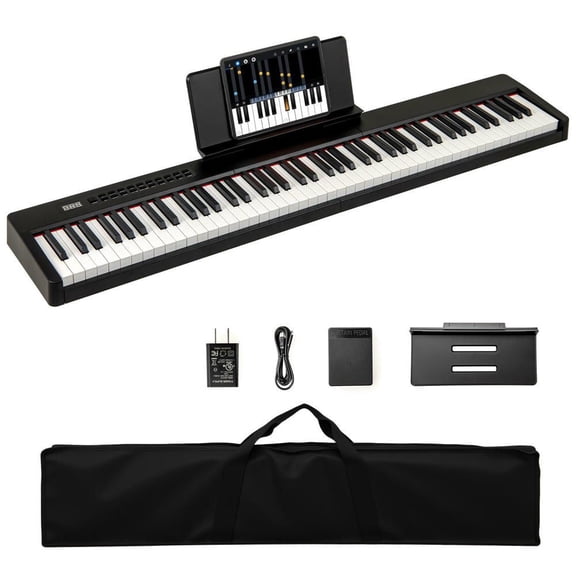 Resenkos 88-Key Velocity-Sensitive Keyboard with Premium Audio Sound Source - Black