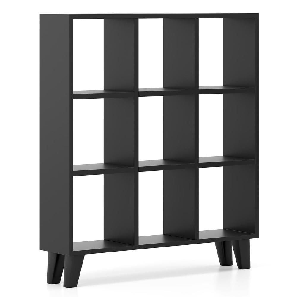 Resenkos 9-Cube Bookcase - 6 Removable Shelves & Raised Support Feet, Black