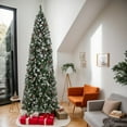 thumbnail image 1 of Resenkos 9ft Automatic Tree Structure Pointed Pencil Shape PVC Material Green Sticky White 460 Lights Warm Color 8 Modes 1298 Branches 91 Pine Cones 91 Berries Christmas Tree, Green, 1 of 10