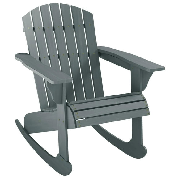 Resenkos Adirondack Outdoor Rocking Chair with Slatted Back, Fire Pit Seating, Perfect for Relaxing,Gray